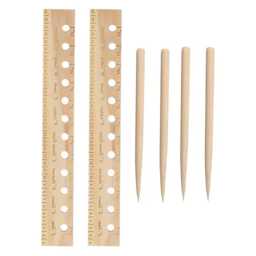 Shgxjjnb 2 Pack Seeding Ruler With Holes Wood, Seeding Ruler With Holes, Spacer Tool Seeder Planting Ruler, Wooden Measuring Tool for Seedings, Vegetable Planting Template