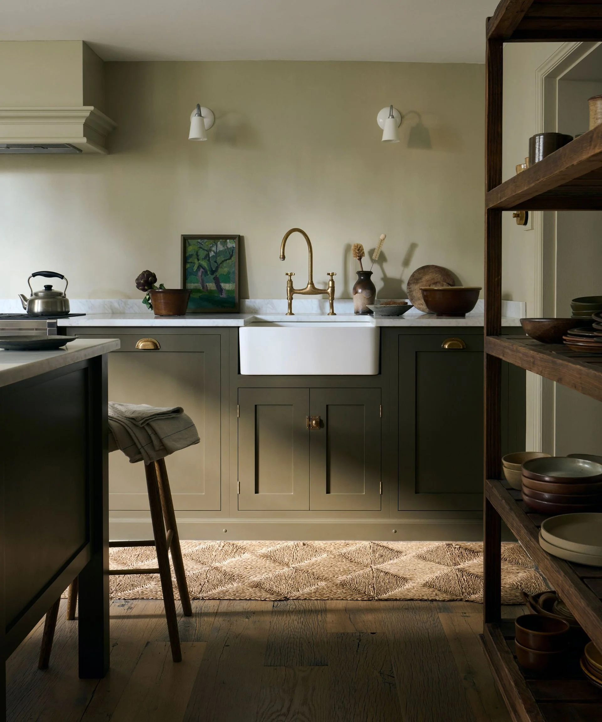 Olive green kitchen