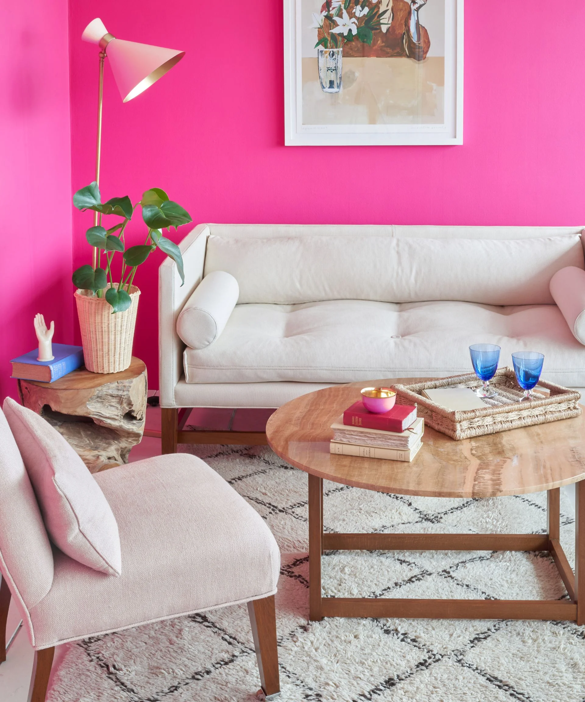 neon pink living room