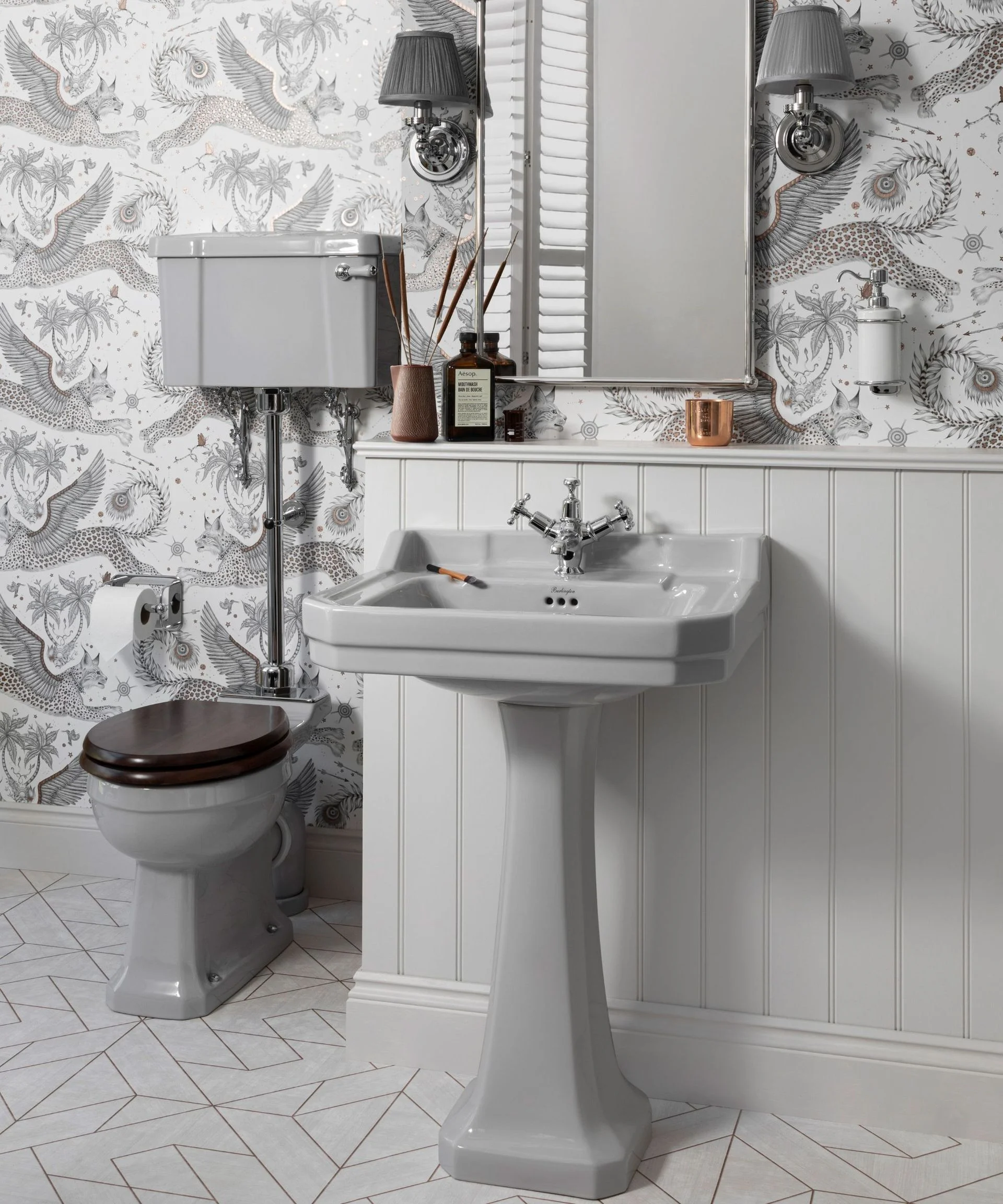Traditional grey bathroom