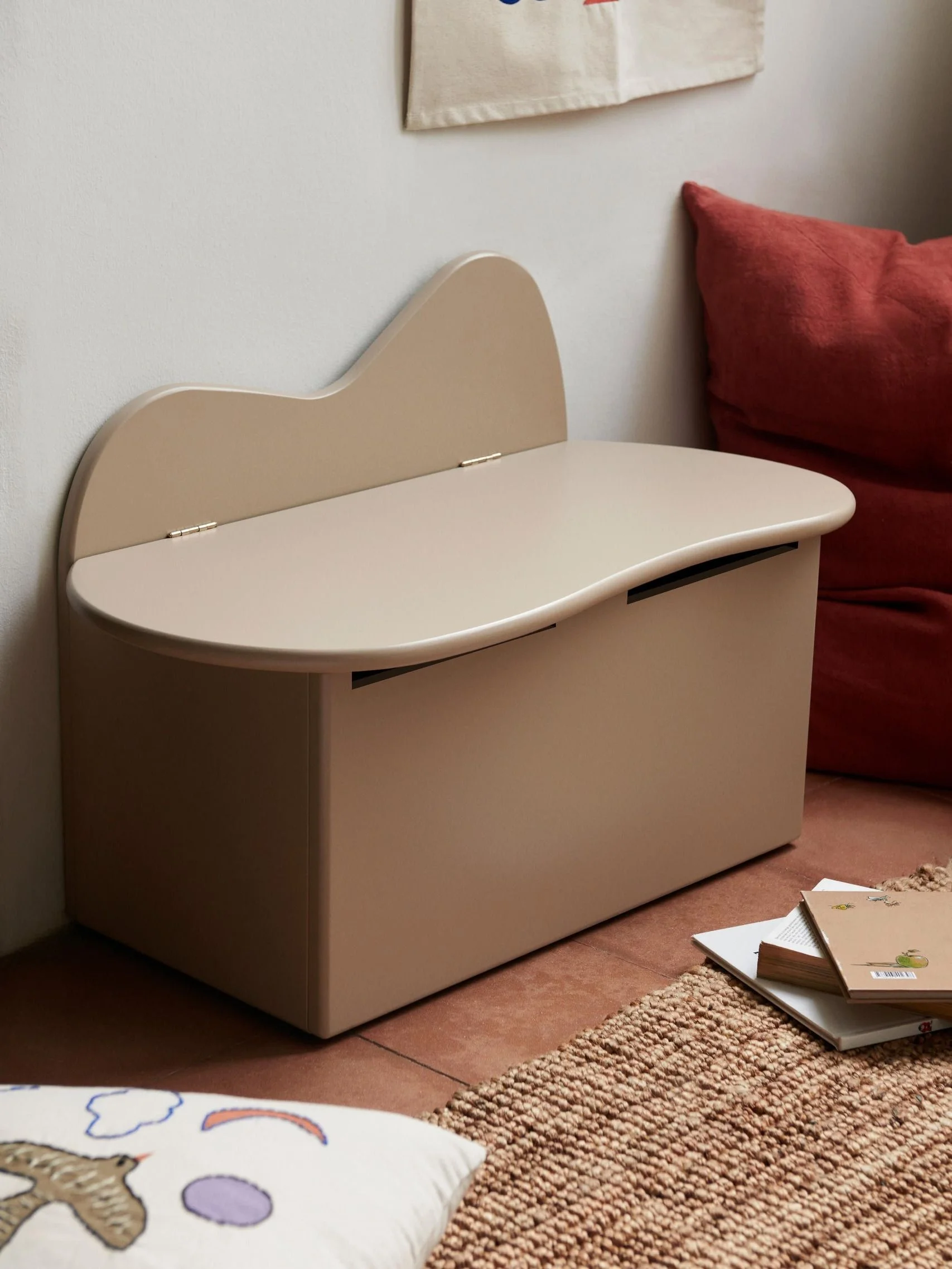 Kids Wooden Bench Slope With Storage Space