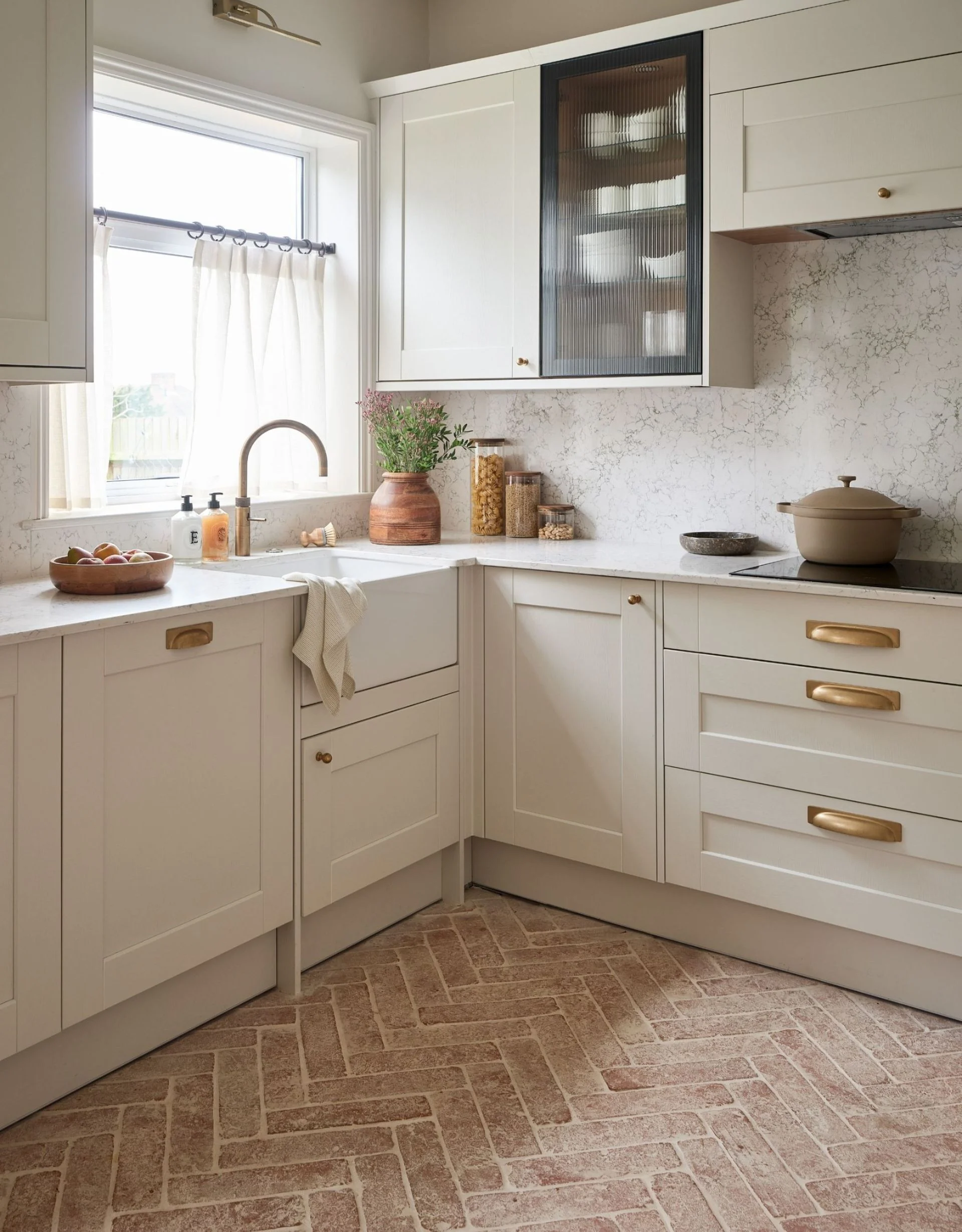 A kitchen showcasing natural materials with varying textures