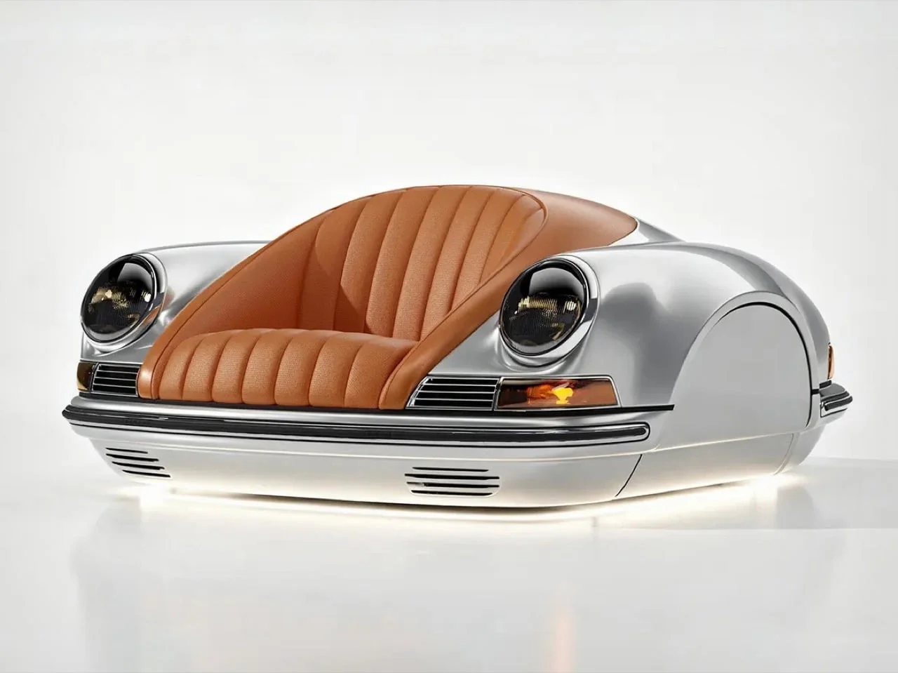 A Luxurious Porsche-Inspired Sofa Design with Built-in Mini Bar