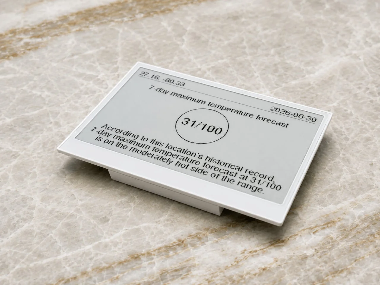 Weather100's E-Paper Display Offers Historical Context for Daily Weather Updates