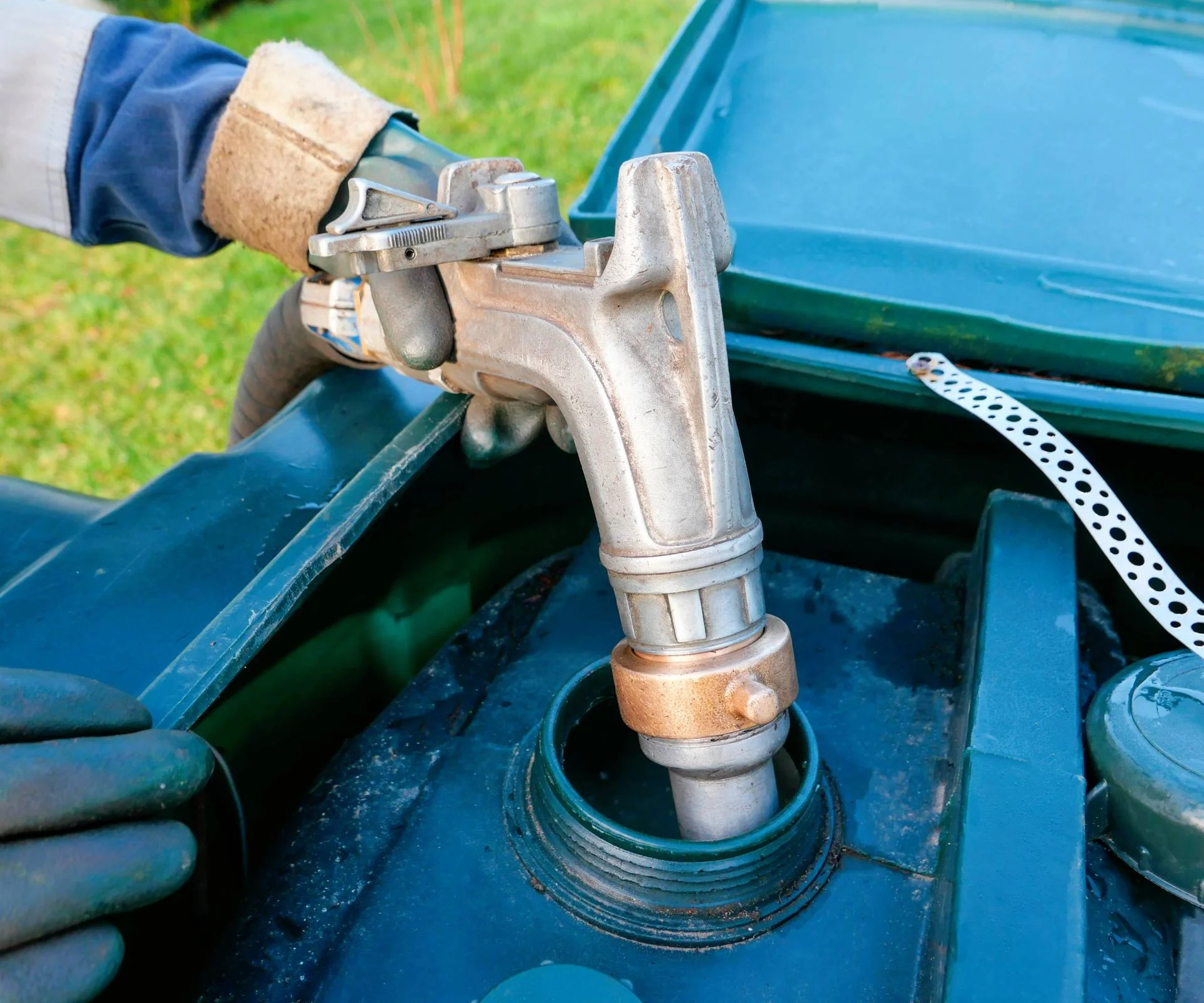 domestic oil tank being filled