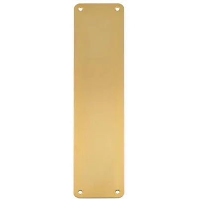Plain Door Finger Plate 350 X 75mm - Satin Brass Steel Push Plate