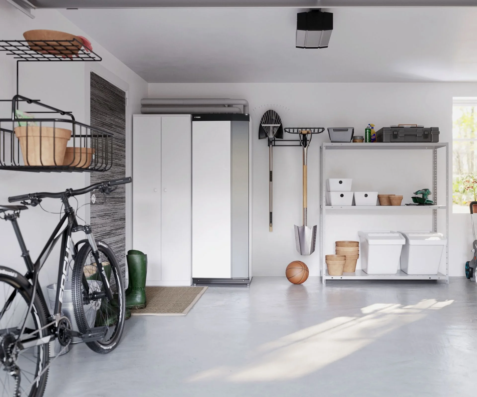 ground source heat pump unit in garage