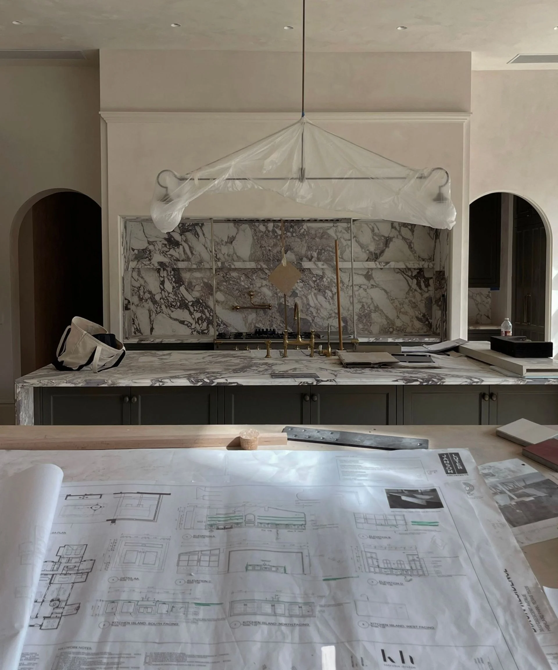 Image of modern kitchen under construction