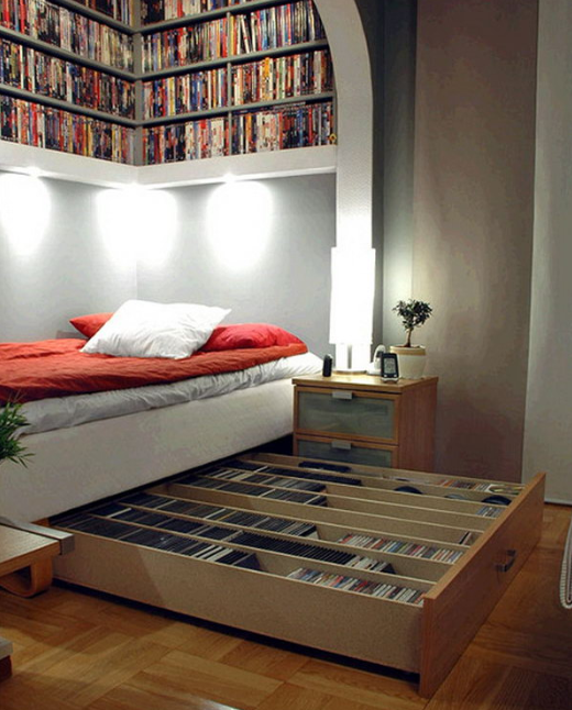 DVD Storage Ideas Image Underneath the sofa