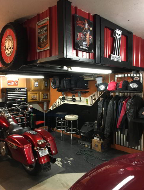 Red and Black Motorcycle Garage