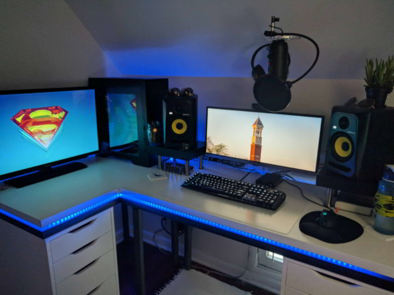L-shaped IKEA gaming desk