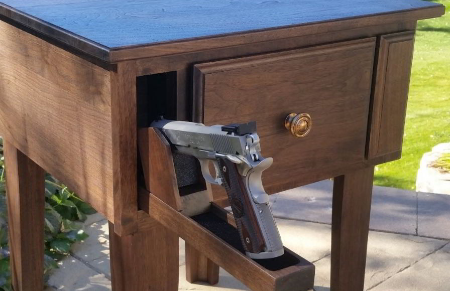 Bedside Table with Hidden Gun Storage GRIP ELEMENTS