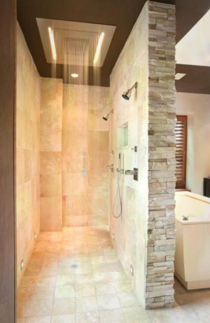 Mediterranean Rain Shower Bathroom