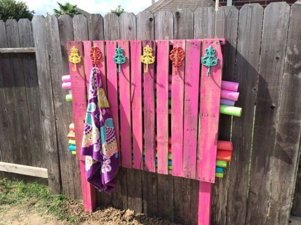 Fence Pool Towel and Pool Float Storage