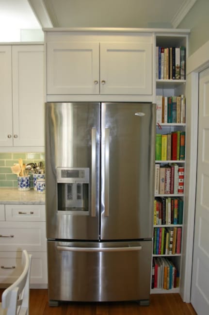 Narrow shelf cookbook storage