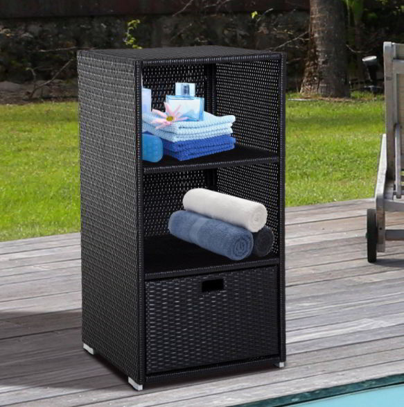 Wicker Pool Cabinet with Drawer