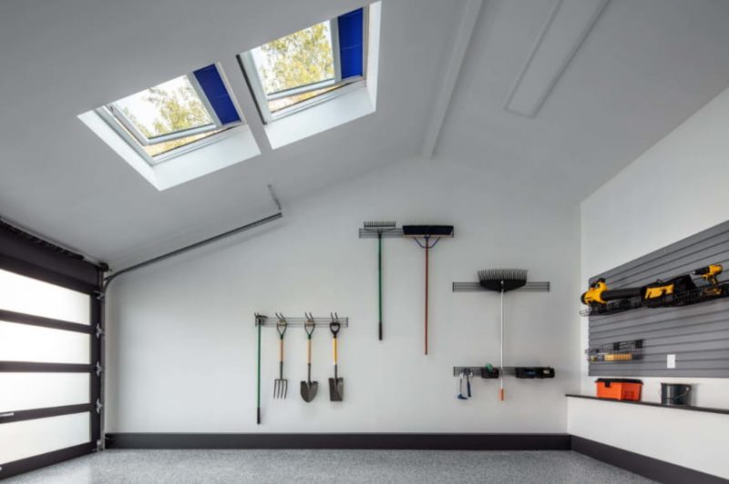 Modern Garage with Skylights