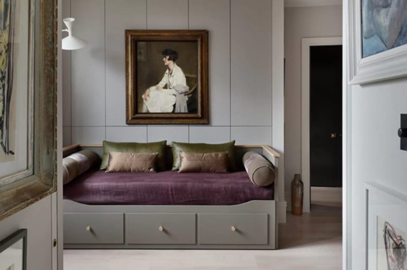 Silver Hemnes Daybed with Gold Accents