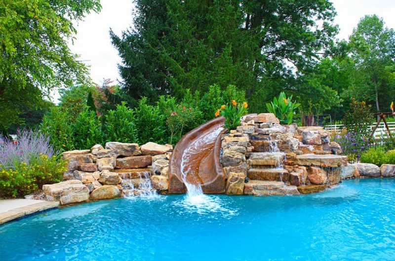 retaining wall into a waterslide
