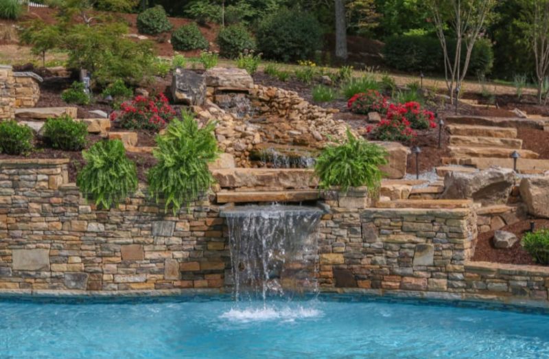 waterfall for inground pool
