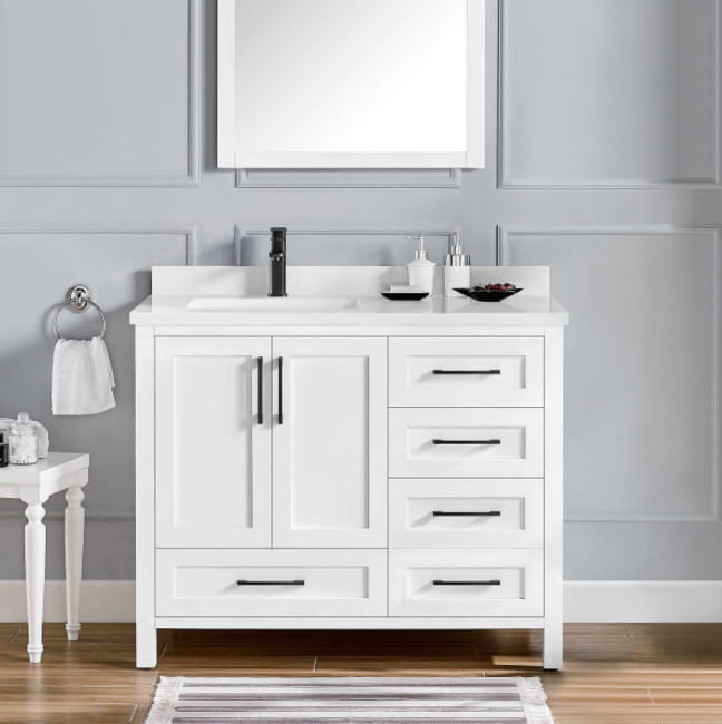 Minimalist White Vanity for Small Bathroom - GRIP ELEMENTS