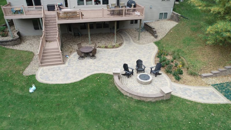 Transitional Patio with Outdoor Fire Pit