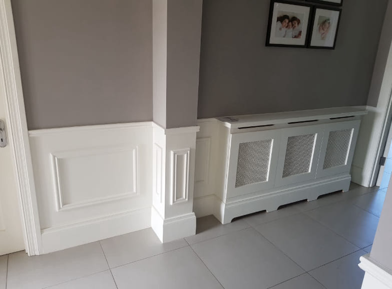 White Wall Panel on Gray Wall wall panels for basement do it yourself