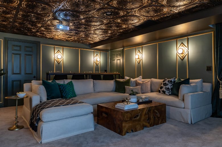 sectional in basement