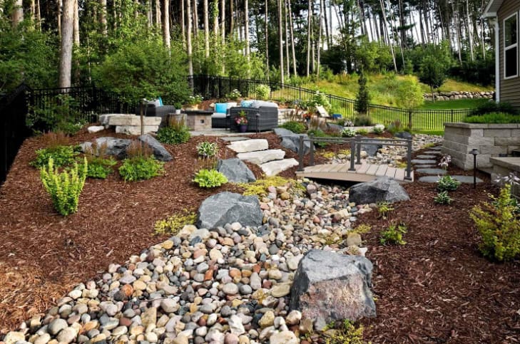 front yard dry creek bed landscaping