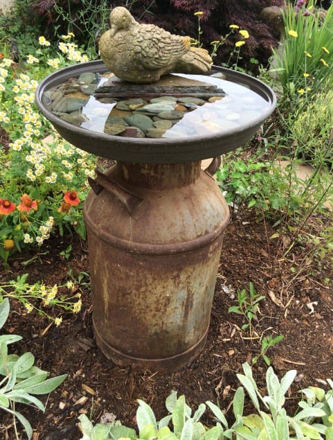 Old Milk Jug Bird Bath
