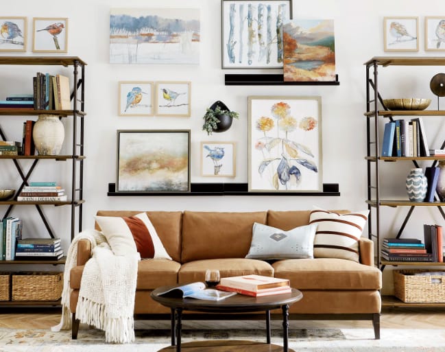 floating shelves into a gallery