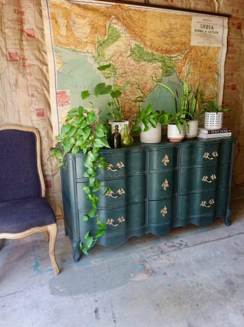 forest green dresser is just amazing