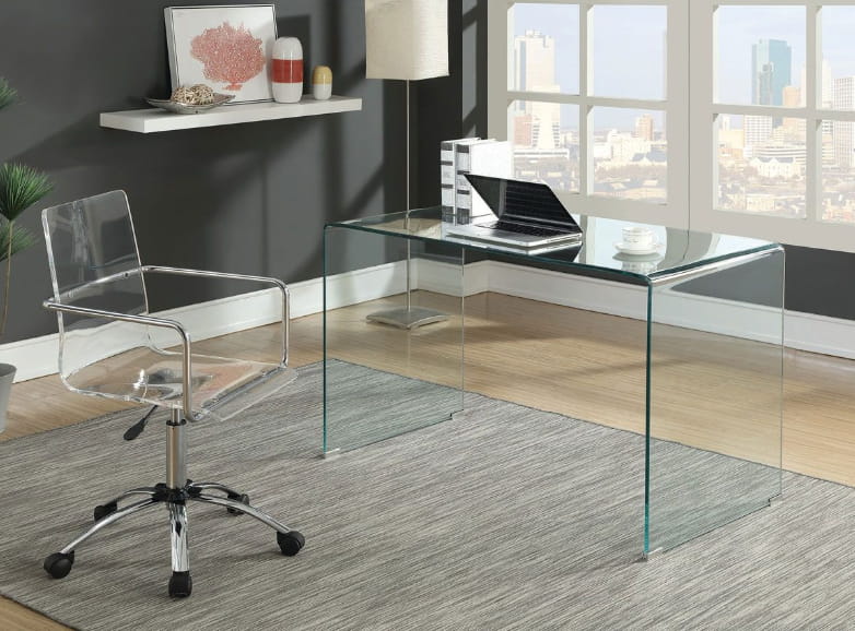 glass writing desk