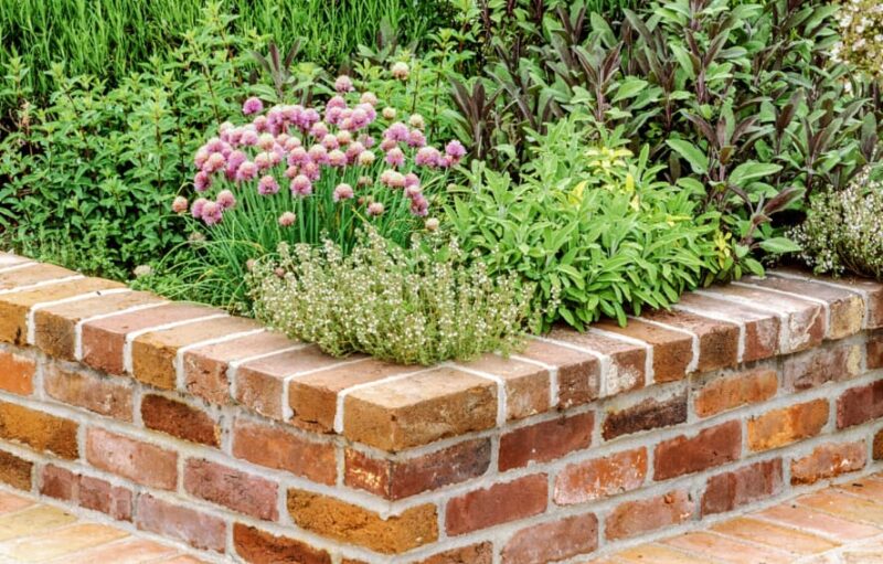 Brick Flower Bed with Perennials