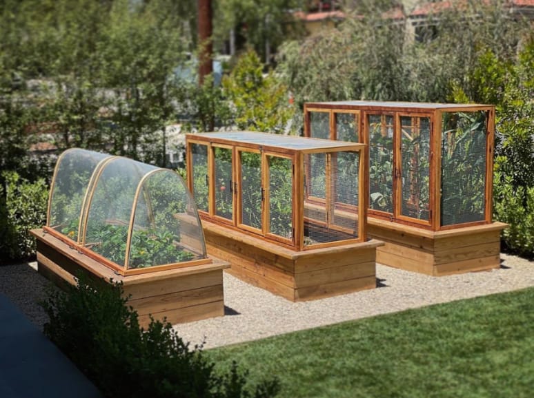 Enclosed Wooden Flower Bed with Wire Mesh