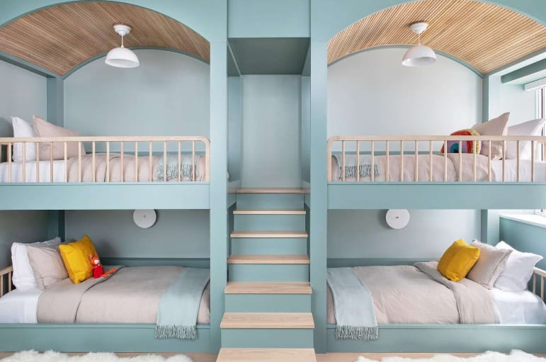 Beautiful Quad Bunk Bed with Stairs for Adults