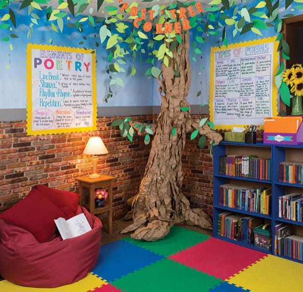 Colorful Reading Nook in a Classroom