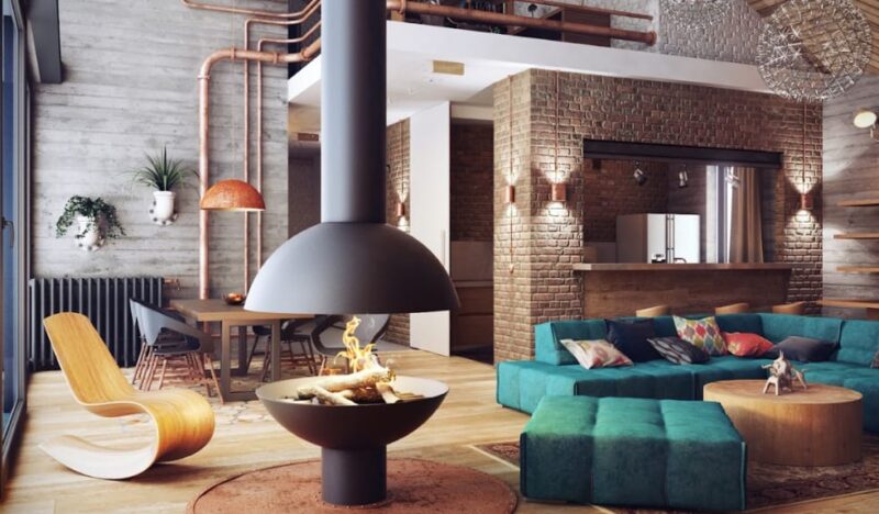 Eye-Catching Industrial Living Room Design
