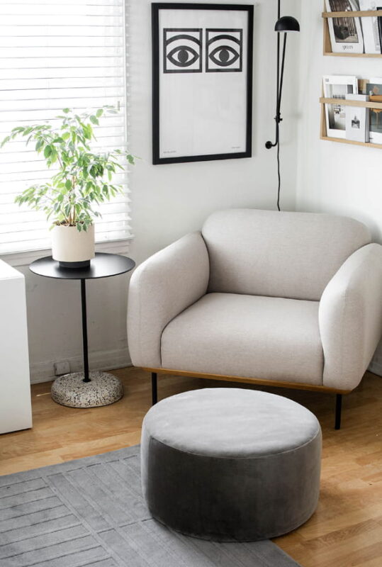 Small Reading Nook with Armchair and Stool