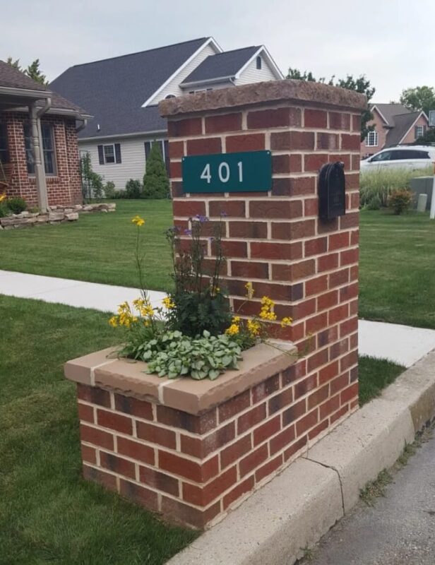 Brick Mailbox with Flower Box