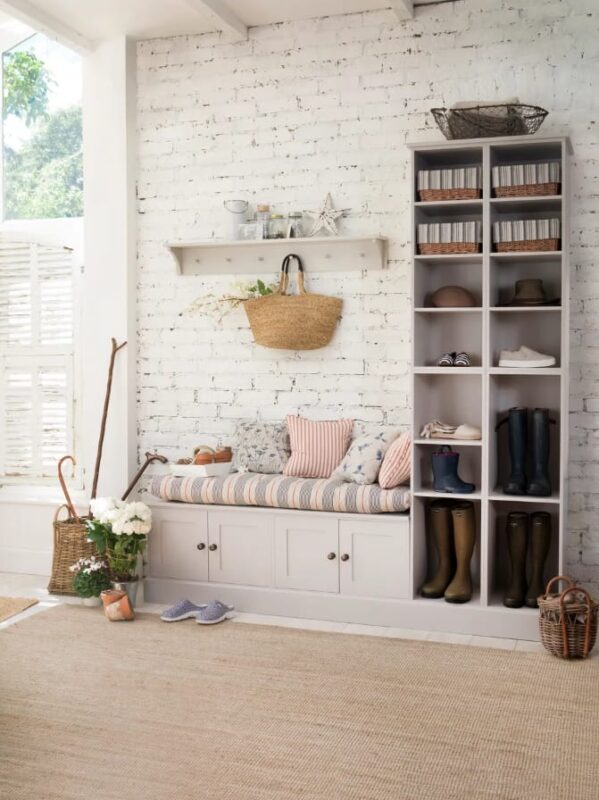 Cubby Tower with a Cabinet Bench Seat