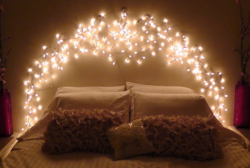 Fairy Lights Headboard to Look Magical