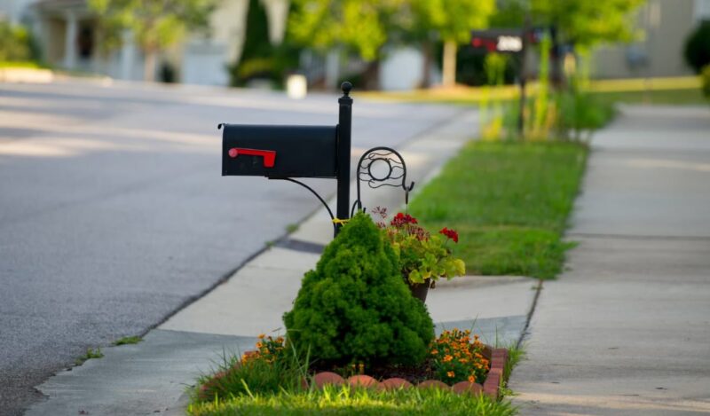 Mailbox Landscaping with Hanging Planter