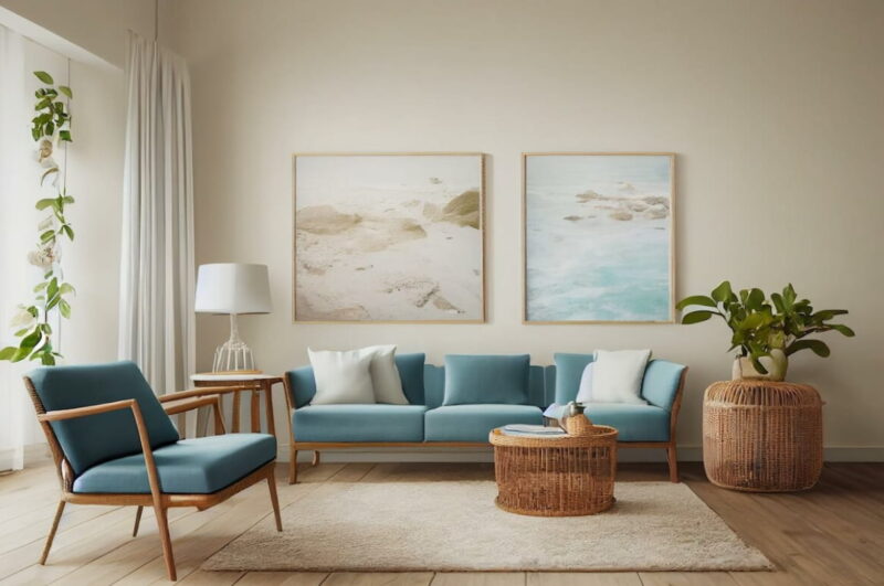 Throw a Coastal Style with Blue Sofa
