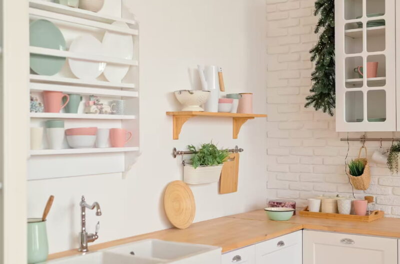 Open Shelving with Rail for Extra Protection