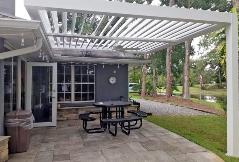 White Louvered Pergola Roof