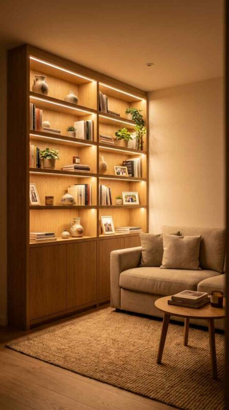 Built In Shelving with Ambient Lighting