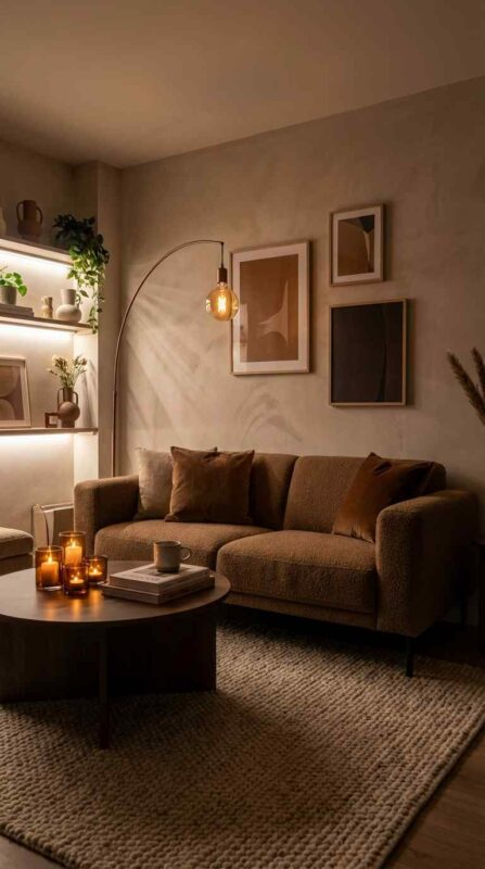 Modern Cozy Setup with Dark Accents