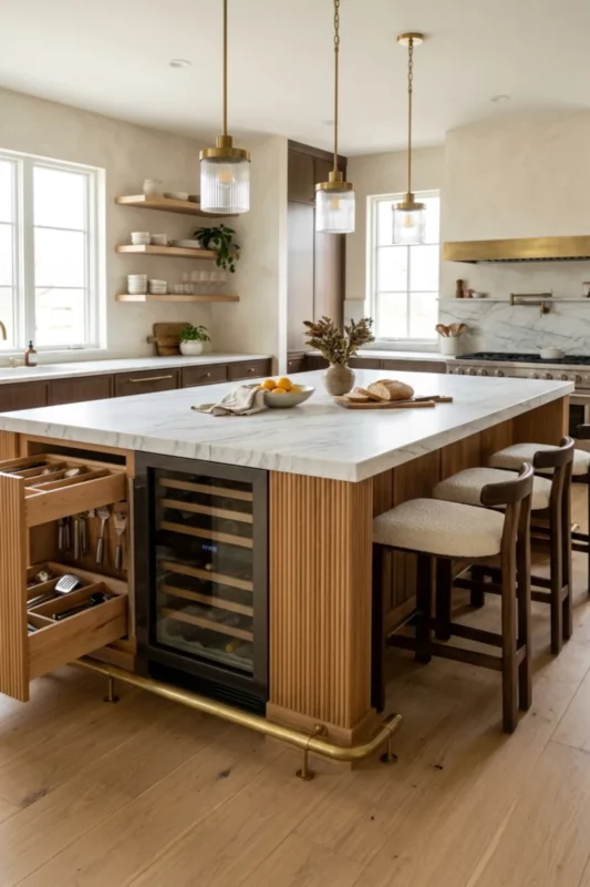 Luxe Marble Top Homemade Kitchen Island
