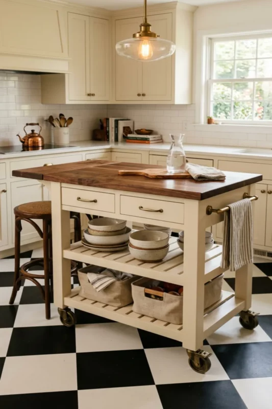 Rolling Cart Kitchen Island With Bistro Style Appeal